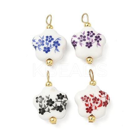 Handmade Printed Porcelain Pendants PALLOY-JF04401-02-1