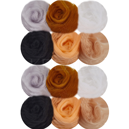 18Pcs 6 Colors DIY Wool Roving DIY-SP0005-70C-1