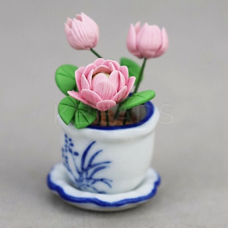 Polymer Clay Lily with Resin Basket Miniature Ornaments PW-WGD70FB-01-1