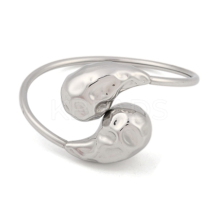 Non-Tarnish 304 Stainless Steel Textured Teardrop Bangles BJEW-M042-03P-1