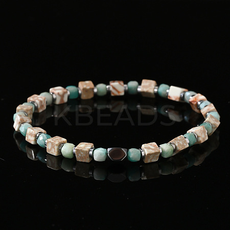 Natural Mixed Gemstone Beads Stretch Bracelets for Men RE8407-1