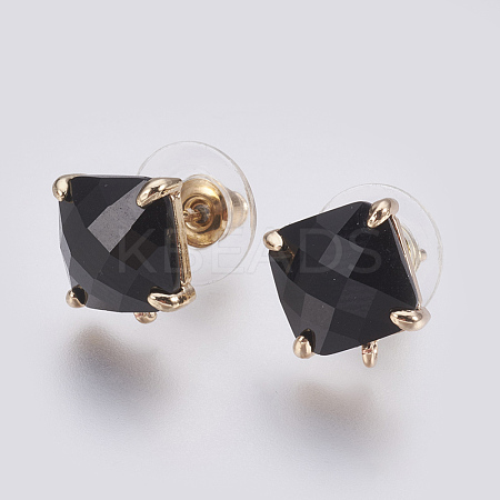 Faceted Glass Stud Earring Findings X-GLAA-F084-C09-1