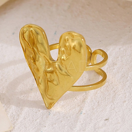 Adjustable 304 Stainless Steel Cuff Rings for Women RJEW-V004-04G-1