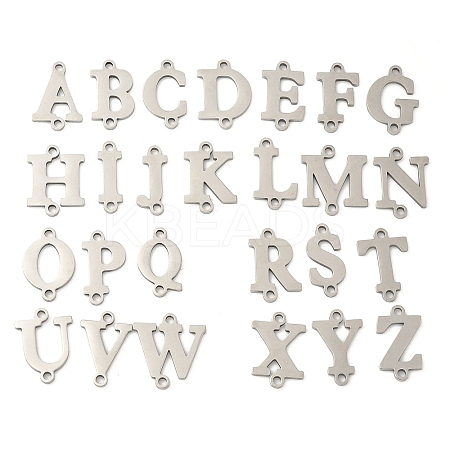 26Pcs 26 Styles 201 Stainless Steel Laser Cut Letter A~Z Links STAS-P428-16P-1