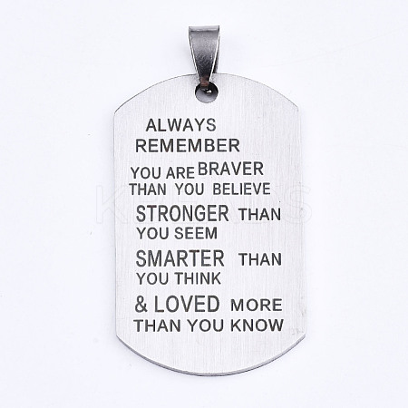201 Stainless Steel Quote Pendants STAS-T044-232P-1