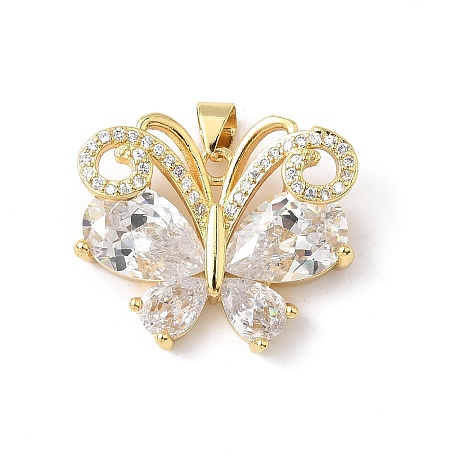 Brass Micro Pave Cubic Zirconia Pendants KK-L239-056G-02-1