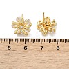 Flower Brass Micro Pave Clear Cubic Zirconia Stud Earrings EJEW-U064-03B-G-5