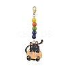 5Pcs 5 Styles Halloween Cat Alloy Enamel Pendant Decorations HJEW-JM01928-4
