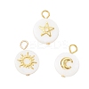 3Pcs 3 Styles Natural Freshwater Shell Flat Round Charms PALLOY-JF04018-02-1