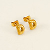 Chunk Letter 304 Stainless Steel Stud Earrings for Women LS-EJEW-G386-01D-G-1