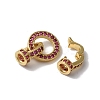 Rack Plating Brass Micro Pave Orchid Cubic Zirconia Fold Over Clasps KK-A222-04B-G-2