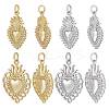 8Pcs 4 Style Rack Plating Brass Micro Pave Cubic Zirconia Pendants KK-BBC0005-80-1