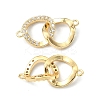 Rack Plating Brass Micro Pave Clear Cubic Zirconia Connector Charms KK-B072-25G-2