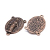 Holy Oval Carved Virgin Mary Tibetan Style Alloy Chandelier Component Links TIBEP-LF0961YKG-R-FF-2