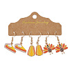 3 Pairs Turkey & Pumpkin & Sandwich Alloy Enamel Dangle Earrings Set for Thanksgiving Outfit WX6718-2-1