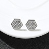 304 Stainless Steel Micro Pave Clear Cubic Zirconia Stud Earrings STAS-Z107-01P-01-1