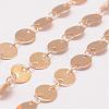 Rack Plating Brass Handmade Flat Sequin Chains CHC-P0004-01-6mm-KCG-1