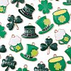 35Pcs 7 Styles Saint Patrick's Day Alloy Enamel Pendants ENAM-CJ0005-45-8