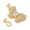 Rack Plating Brass Micro Pave Clear Cubic Zirconia Fold Over Clasps KK-S384-11G-2