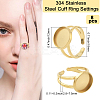 8Pcs 304 Stainless Steel Cuff Ring Settings STAS-BBC0008-13B-2