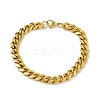 PVD Vacuum Plating 201 Stainless Steel Curb Chain Bracelet with 304 Stainless Steel Clasps for Men Women BJEW-M235-02C-G-1