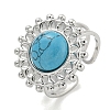 304 Stainless Steel Synthetic Turquoise Cuff Rings G-Z056-08P-02-1