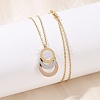 304 Stainless Steel Roman Numeral 3 Ring Pendant Necklaces NJEW-V001-06P-01-5