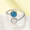 Natural Apatite & Rose Quartz Finger Rings RJEW-A068-03P-03-2