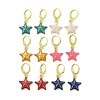 Brass Enamel Leverback Earrings for Women EJEW-U032-02G-4