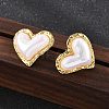 201 Stainless Steel Heart Stud Earrings EJEW-P304-03G-1