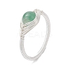 Horse Eye Natural Green Aventurine & Tiger Eye & Amethyst & Rose Quartz & Synthetic Turquoise Finger Rings RJEW-JR00842-02-4