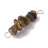10Pcs 5 Styles Constellation Natural Aquamarine & Citrine & Tiger Eye & Lapis Lazuli & Rose Quartz Copper Wire Wrapped Chip Beaded Connector Charms PALLOY-JF02905-04-4