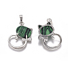 Synthetic Malachite Kitten Pendants G-L512-R17-2