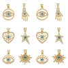 12Pcs 6 Styles Brass Micro Pave Cubic Zirconia Pendants ZIRC-DC0001-28-1