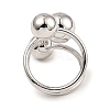 Rack Plating Brass Round Ball Beded Open Cuff Rings RJEW-D009-02P-2