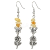 Natural Mixed Stone Chip Dangle Earrings Set for Women EJEW-JE06248-4