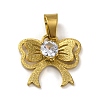 304 Stainless Steel Cubic Zirconia Pendants STAS-U018-01G-1