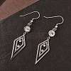 304 Stainless Steel Rhombus Dangle Earrings EJEW-Z129-10P-2