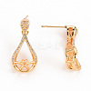 Brass Micro Pave Clear Cubic Zirconia Earring Findings KK-S356-254-NF-3