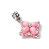 Dyed Synthetic Imperial Jasper & Glass Seed Beaded Star European Dangle Charms PALLOY-MZ00693-04-3