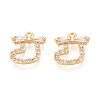 Brass Micro Pave Clear Cubic Zirconia Charms KK-N286-01G-1