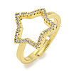 Star Rack Plating Brass Micro Pave Cubic Zirconia Adjustable Rings for Women RJEW-F162-13G-1