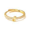 Clear Cubic Zirconia Initial Letter Adjustable Ring RJEW-C052-01G-J-2