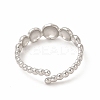 Non-Tarnish 304 Stainless Steel Flat Round Open Cuff Ring for Women RJEW-B027-10P-3