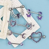6 Styles 316L Surgical Stainless Steel Cubic Zirconia Nipple Nail Ring Sets WGE45DD-07-1