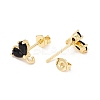 Rack Plating Brass Cubic Zirconia Stud Earrings Findings MAK-I684-10G-02-RS-2