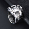 Titanium Steel Skull with Claw Finger Ring SKUL-PW0002-031F-P-3