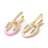 Oval Real 18K Gold Plated Brass Dangle Hoop Earrings EJEW-L268-041G-01-2
