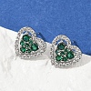 Heart Brass Micro Pave Cubic Zirconia Stud Earrings EJEW-M082-15P-2