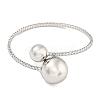 Rack Plating Brass Pave Clear Cubic Zirconia Round Ball Open Cuff Rings for Women BJEW-B110-04B-P-2